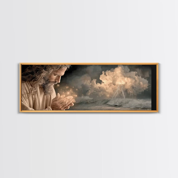 Sacred Dawn | Framed Canvas Print | Panoramic Wall Art | Christian Art | Jesus Painting | Christian Art Canvas | Christian Decor