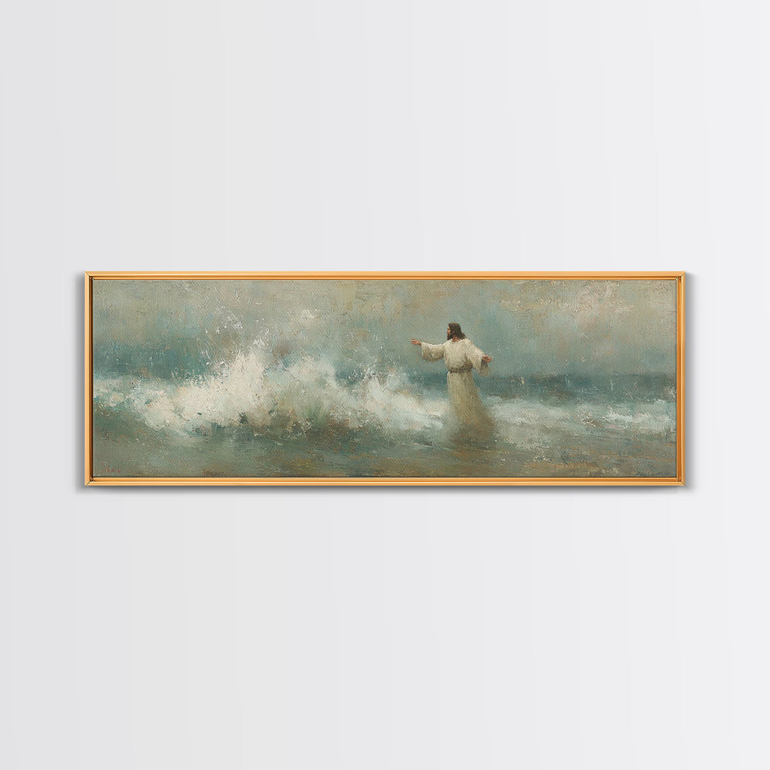 Holy Wonder, Framed Canvas Print, Panoramic Frame, Christian Wall Art, Jesus Painting, Christian Art Print, Christian Christmas Art
