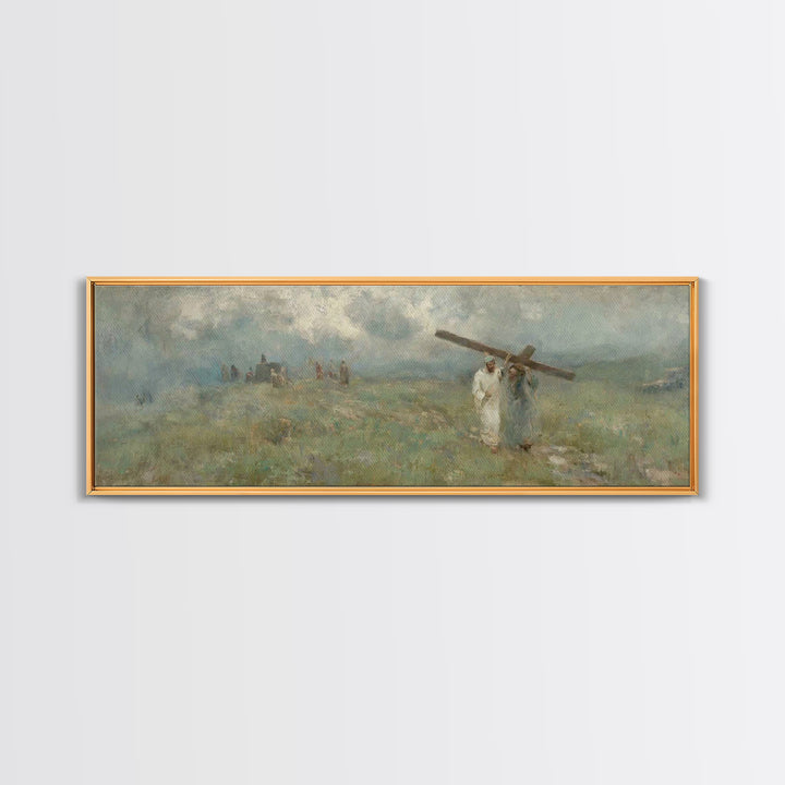 Hill Of Grace, Framed Canvas Print, Christian Art Canvas, Jesus Painting, Panoramic Wall Art, Christian Wall Art, Christian Gift Ideas