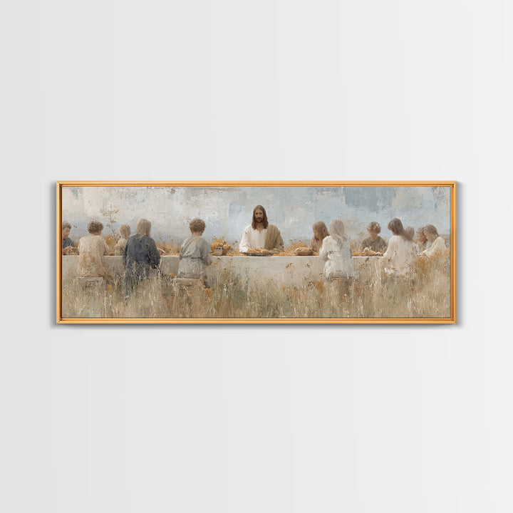 Table Of Grace | Framed Canvas Print | Christian Wall Art | Jesus Painting | Panoramic Painting | Christian Art Canvas | Christian Decor