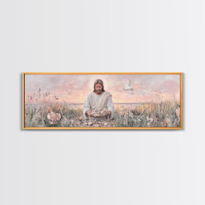 Morning Of Mercy, Framed Canvas Print, Christian Art, Jesus Painting, Panoramic Print, Christian Wall Art, Christian Art Canvas
