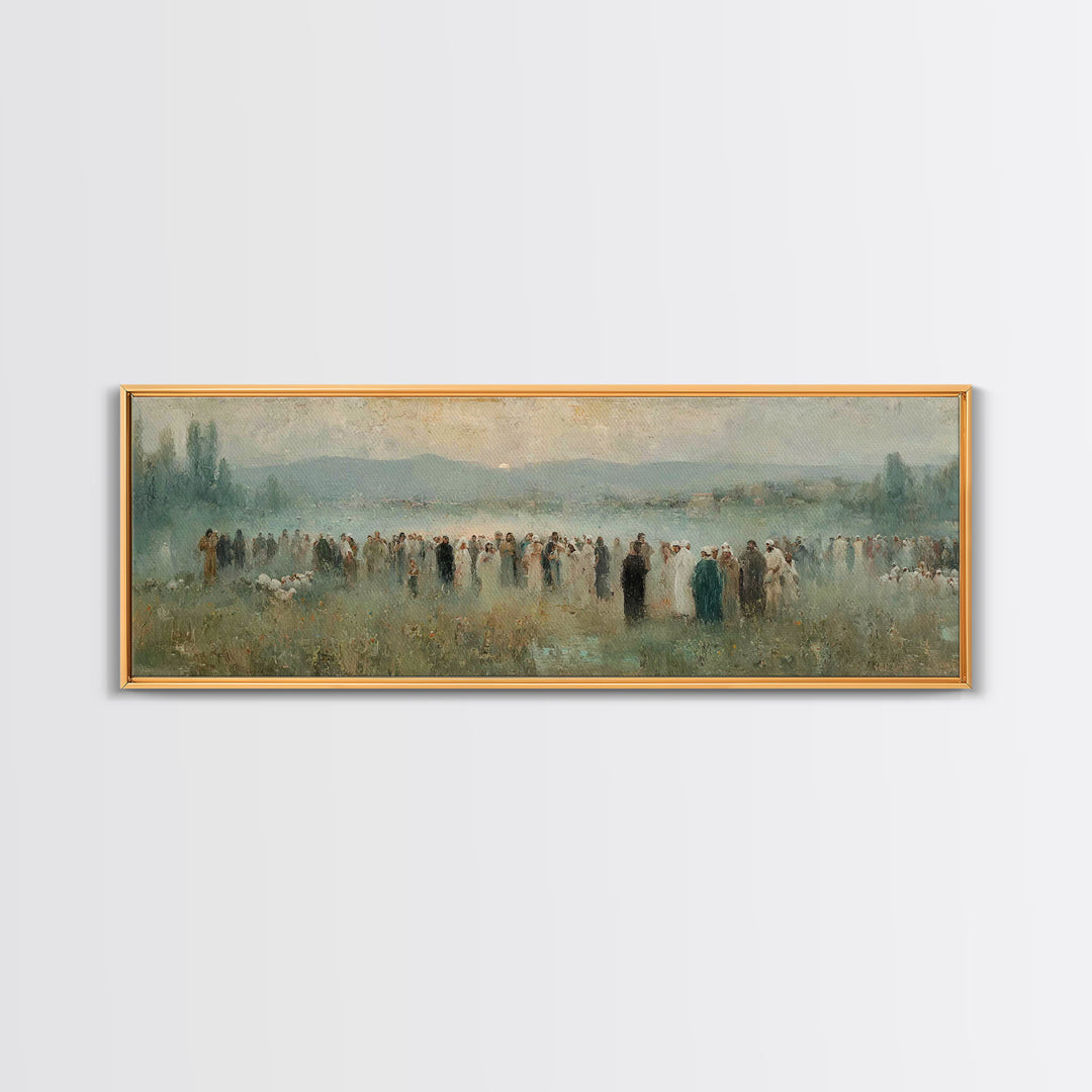 Crowd Of Hope – Framed Canvas Print – Christian Wall Art – Panoramic Painting – Christian Art Canvas – Christian Art – Jesus Painting