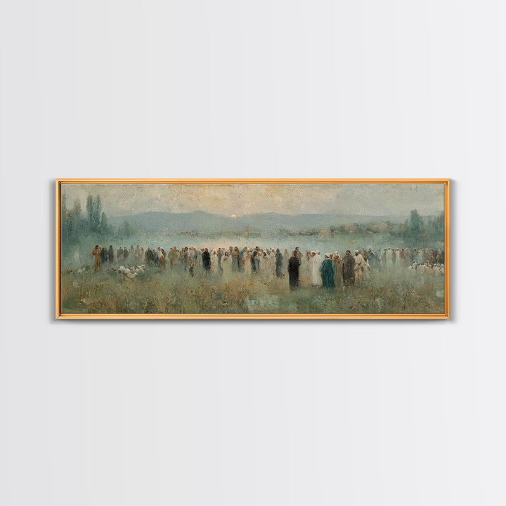 Crowd Of Hope – Framed Canvas Print – Christian Wall Art – Panoramic Painting – Christian Art Canvas – Christian Art – Jesus Painting