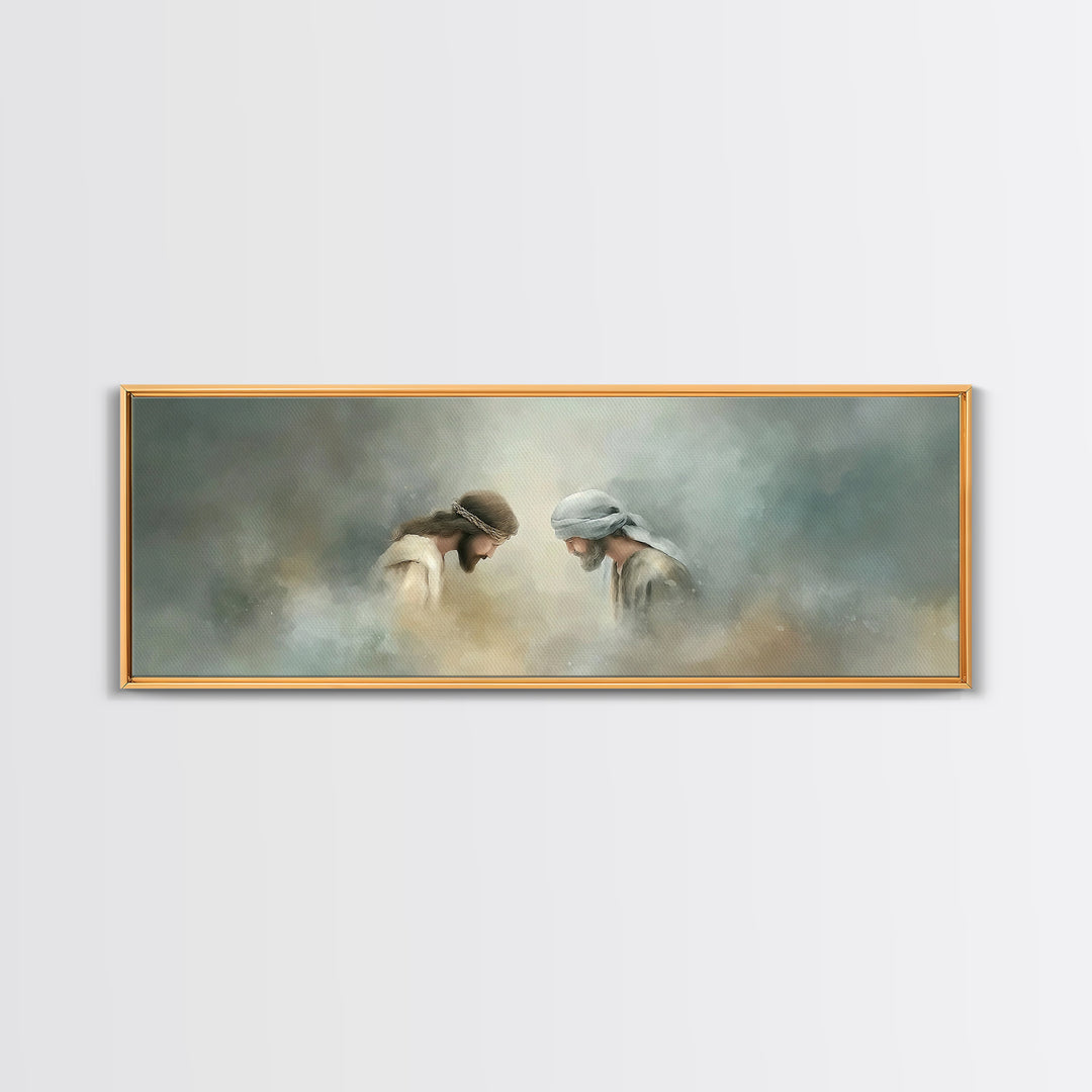 Humble Devotion – Framed Canvas Print – Panoramic Art – Christian Wall Art – Jesus Painting – Christian Art Canvas – Christian Gift