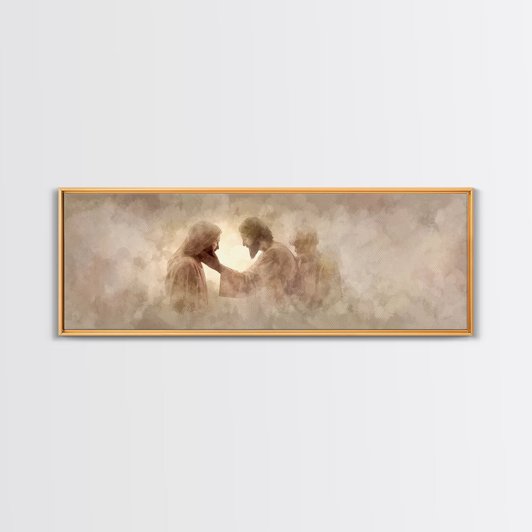 Tender Restoration | Framed Canvas Print | Christian Art Canvas | Large Jesus Painting | Panoramic Painting | Christian Wall Art | Christia