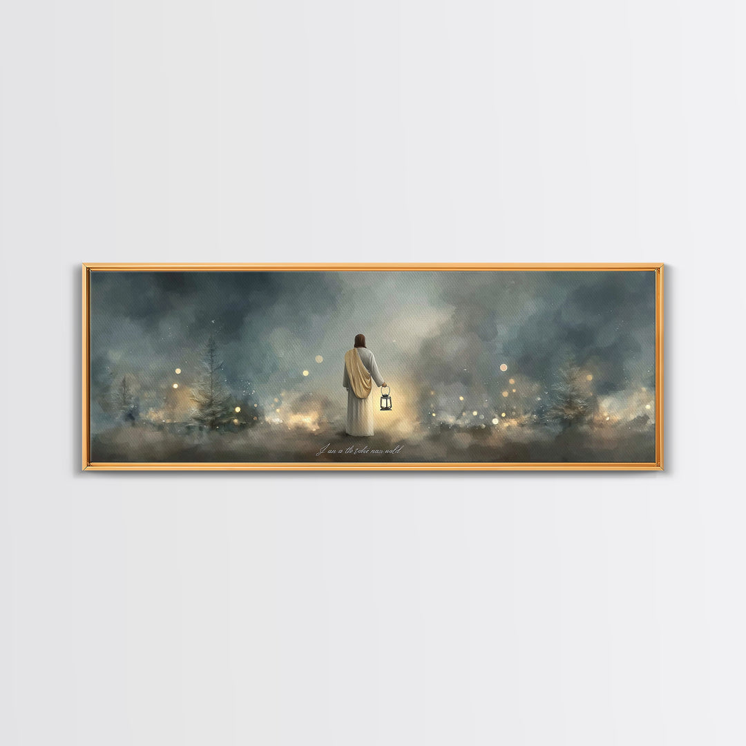 Lantern Of Hope | Framed Canvas Print | Jesus Canvas Art | Panoramic Art | Christian Wall Art | Christian Art Canvas | Christian Decoration
