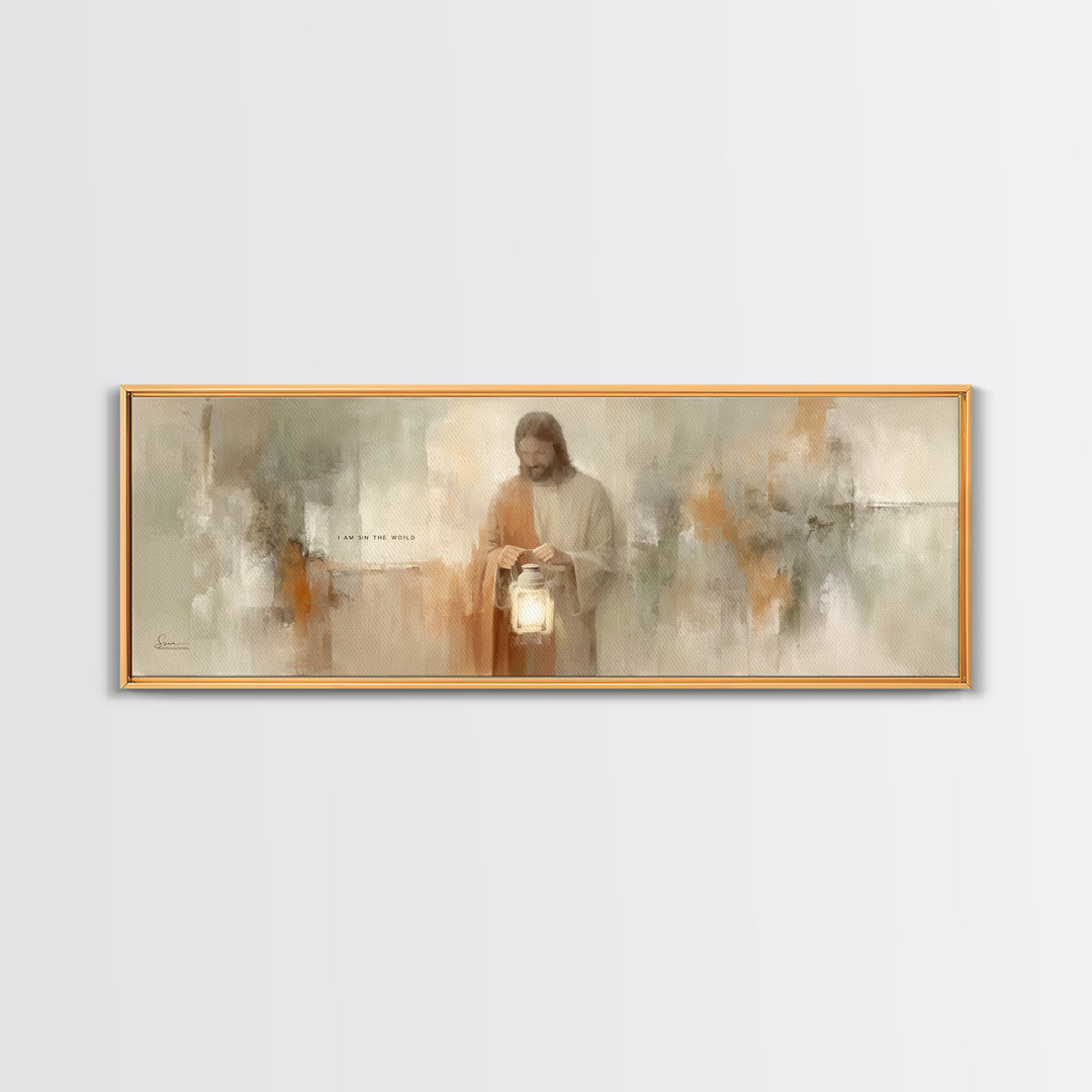 Light Of Mercy, Framed Canvas Print, Christian Art Canvas, Jesus Painting, Panoramic Print, Christian Wall Art, Christmas Art