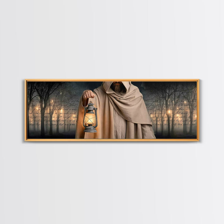 Radiant Shepherd | Framed Canvas Print | Jesus Canvas Art | Panoramic Art | Christian Wall Art | Christian Art Painting | Christian Decor