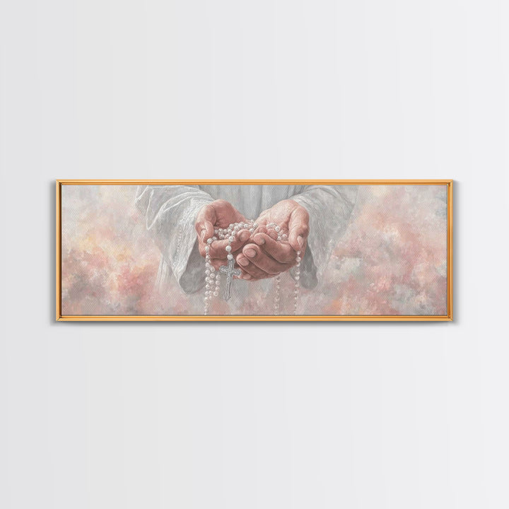 Mercy In Offering | Framed Canvas Print | Christian Wall Art | Christian Art Canvas | Panoramic Wall Art | Jesus Painting | Christmas Art