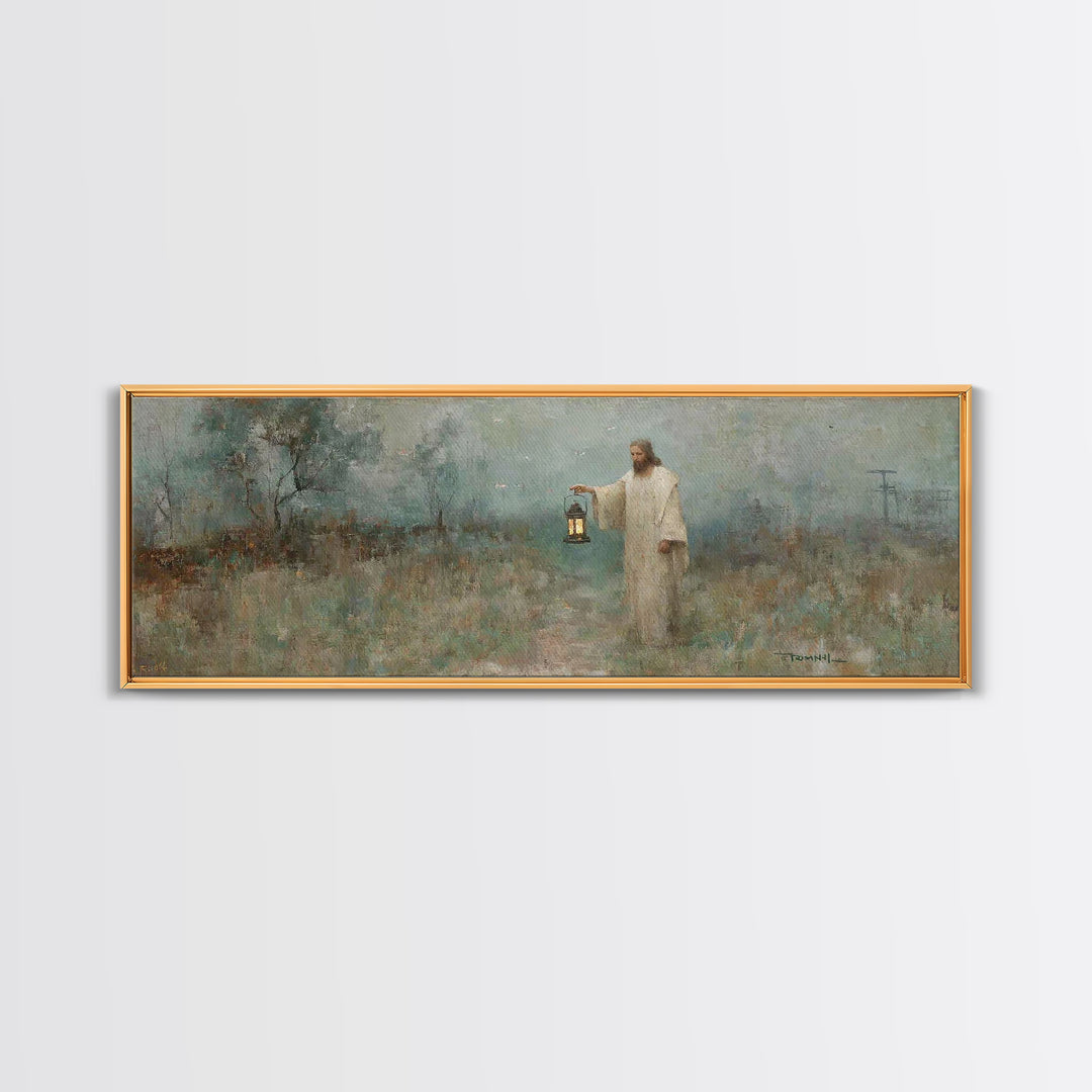 Dawn Of Peace – Framed Canvas Print – Christian Art – Jesus Painting – Panoramic Art – Christian Canvas – Vintage Christian Art