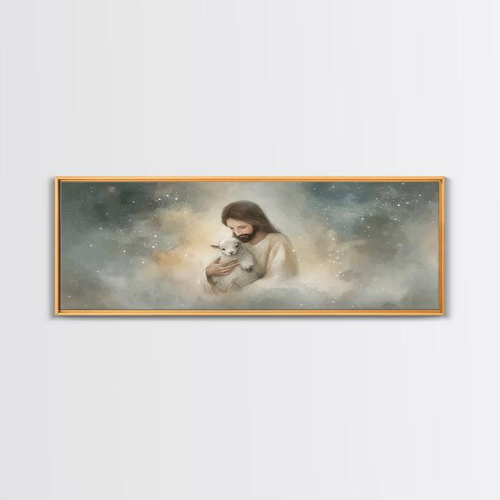Stars Of His Mercy – Framed Canvas Print – Panoramic Wall Art – Jesus Canvas Art – Christian Art Painting – Christian Gift Ideas – Modern C