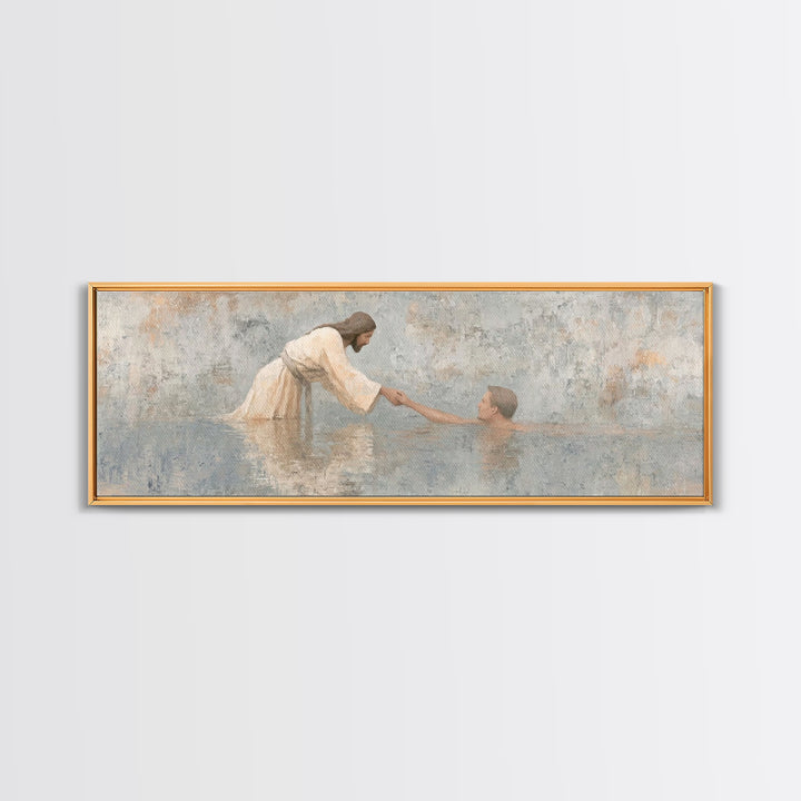 Guiding Hand – Framed Canvas Print – Jesus Painting – Christian Wall Art – Panoramic Painting – Christian Art Canvas – Christian Gift