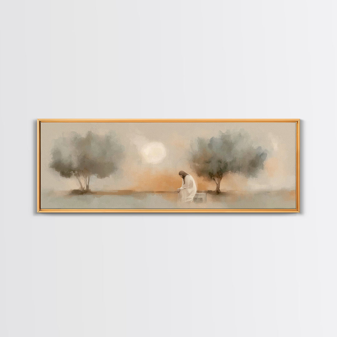 Garden of Mercy – Framed Canvas Print – Panoramic Wall Art – Christian Art Canvas – Jesus Painting – Christian Wall Art – Christian Decor