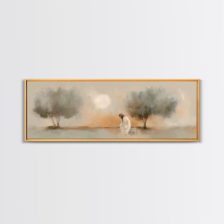 Garden of Mercy – Framed Canvas Print – Panoramic Wall Art – Christian Art Canvas – Jesus Painting – Christian Wall Art – Christian Decor