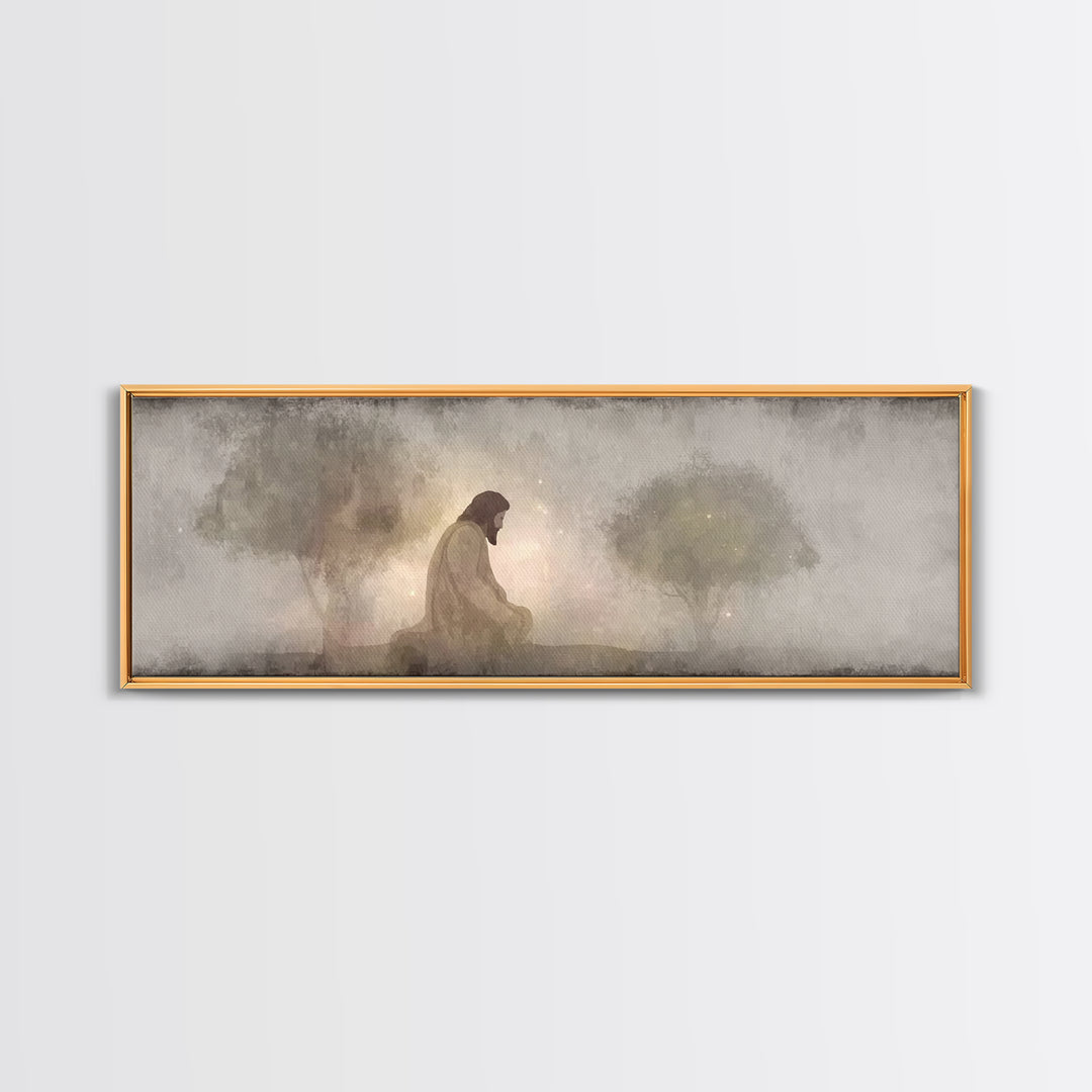 Sacred Vigil | Framed Canvas Print | Christian Art Canvas | Panoramic Art | Christian Wall Art | Jesus Painting | Christian Gift Ideas