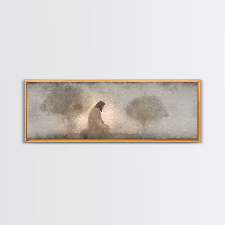 Sacred Vigil | Framed Canvas Print | Christian Art Canvas | Panoramic Art | Christian Wall Art | Jesus Painting | Christian Gift Ideas