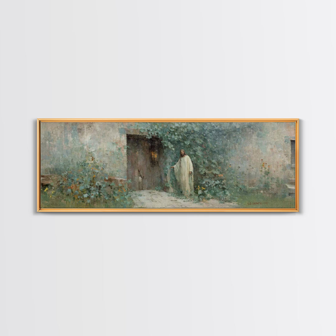 Doorway Of Grace – Framed Canvas Print – Christian Art – Jesus Painting – Panoramic Art – Christian Decor – Christian Gift – Large Christia