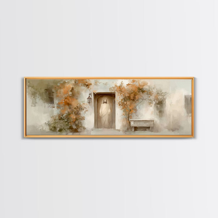Quiet Shepherd Path, Framed Canvas Print, Christian Art, Jesus Painting, Panoramic Art, Christian Decor, Christian Gift, Large Christian Ar
