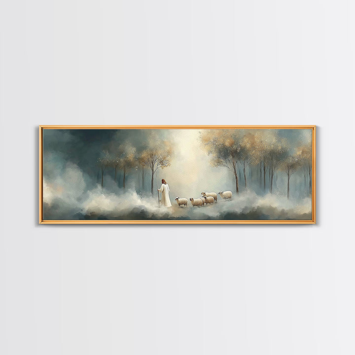 Light Of Mercy | Framed Canvas Print | Panoramic Wall Art | Christian Art Print | Jesus Painting | Christian Christmas Art | Modern Christi