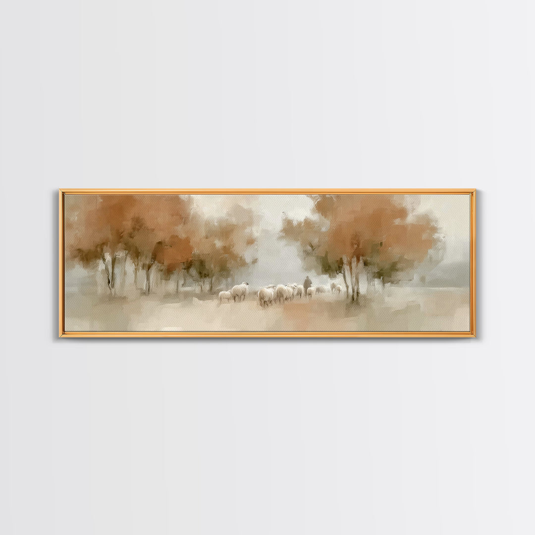 Autumn Grace Trail, Framed Canvas Print, Panoramic Painting, Christian Wall Art, Jesus Canvas Art, Vintage Christian Art, Christmas Wall Ar