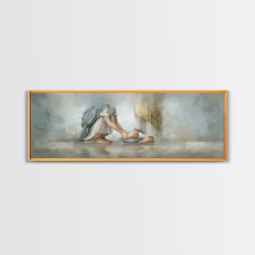 Humble Offering Light, Framed Canvas Print, Christian Wall Art, Christian Art Canvas, Panoramic Print, Jesus Painting, Christian Painting