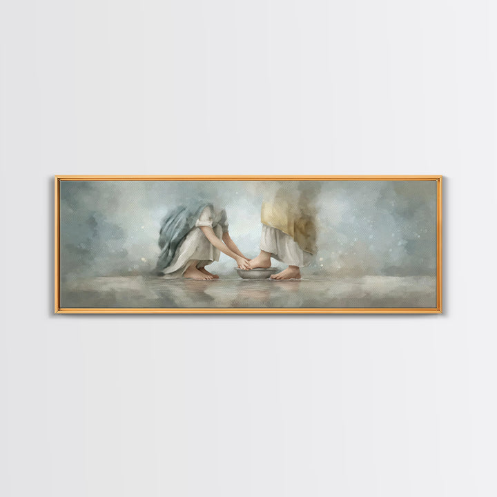 Humble Offering Light, Framed Canvas Print, Christian Wall Art, Christian Art Canvas, Panoramic Print, Jesus Painting, Christian Painting
