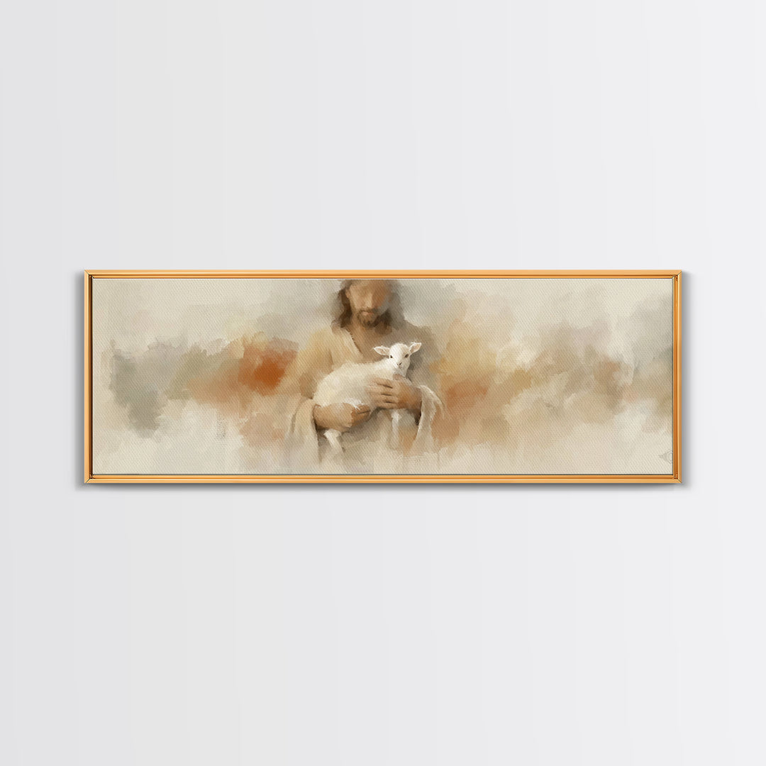 Gentle Arms Of Peace – Framed Canvas Print – Panoramic Art – Christian Wall Art – Jesus Painting – Christian Art Canvas – Christmas Art