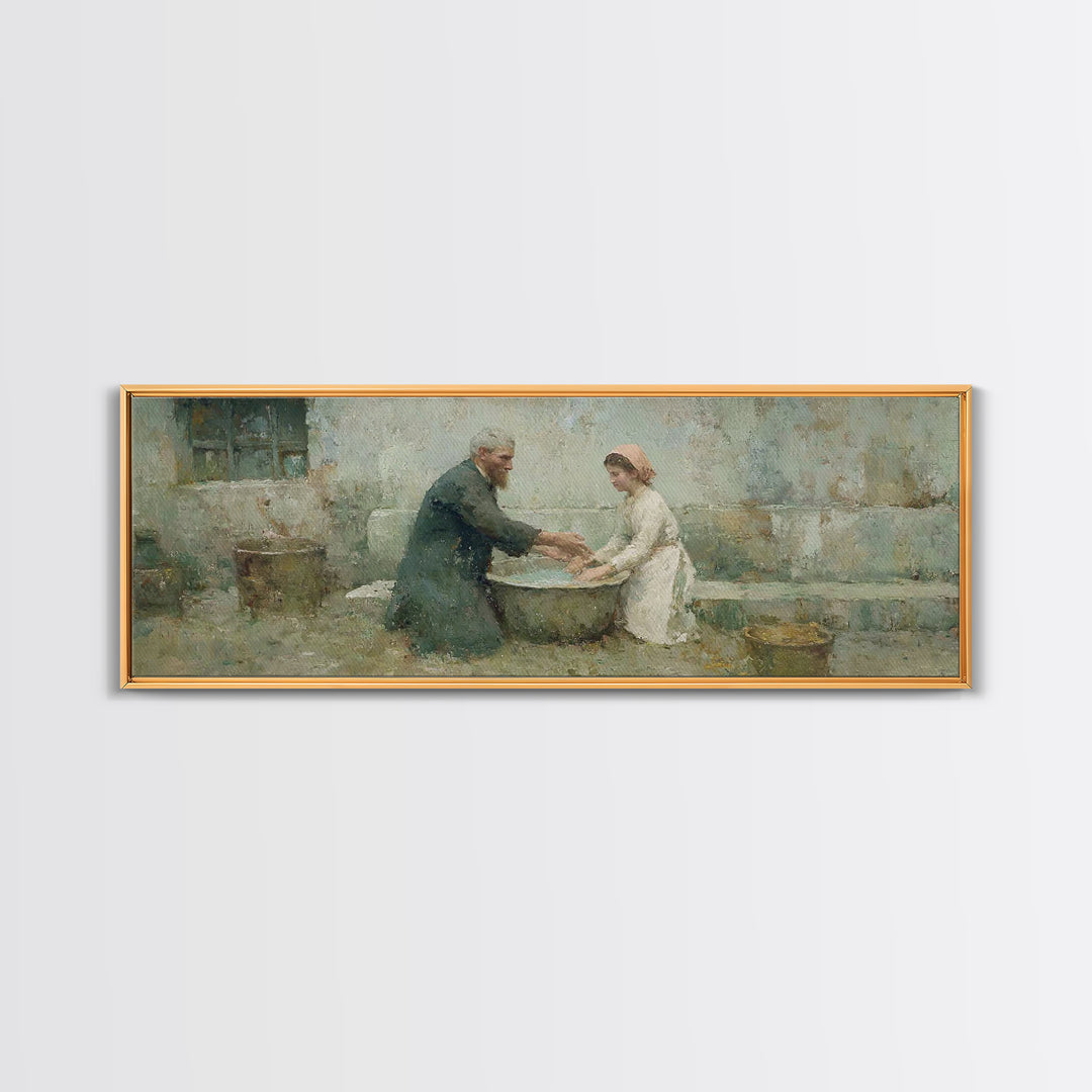 Quiet Acts Of Mercy – Framed Canvas Print – Christian Art – Christian Wall Art – Panoramic Frame – Christian Painting – Jesus Art Print