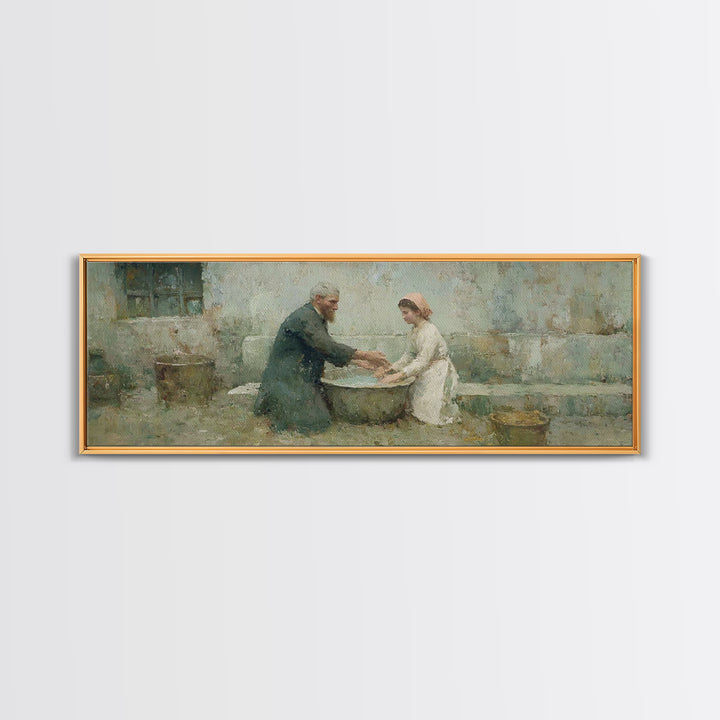 Quiet Acts Of Mercy – Framed Canvas Print – Christian Art – Christian Wall Art – Panoramic Frame – Christian Painting – Jesus Art Print