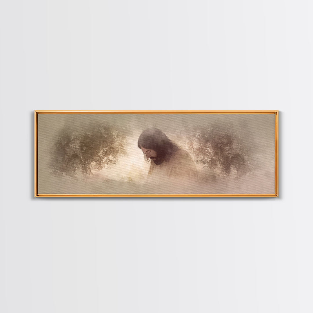 Garden Of Mercy – Framed Canvas Print – Panoramic Art – Christian Wall Art – Jesus Painting – Christian Art Canvas – Christmas Art