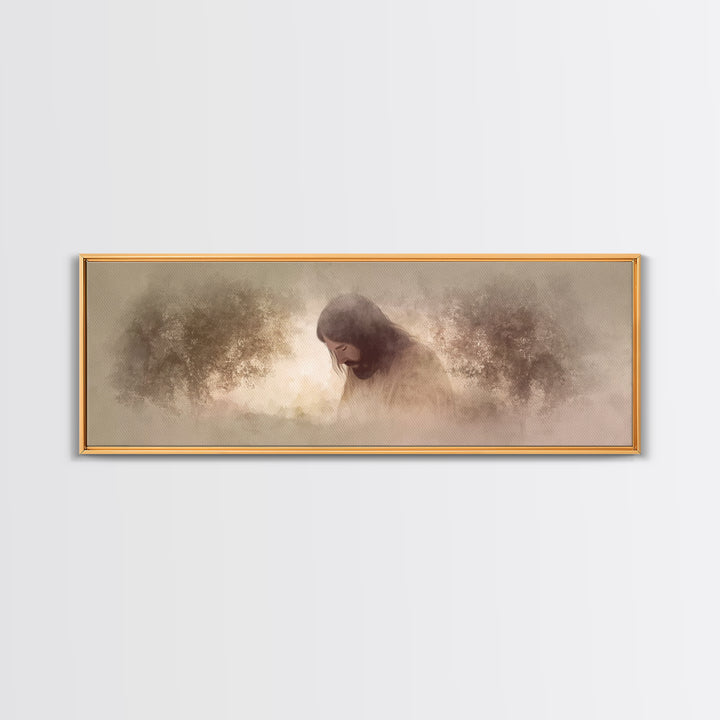 Garden Of Mercy – Framed Canvas Print – Panoramic Art – Christian Wall Art – Jesus Painting – Christian Art Canvas – Christmas Art