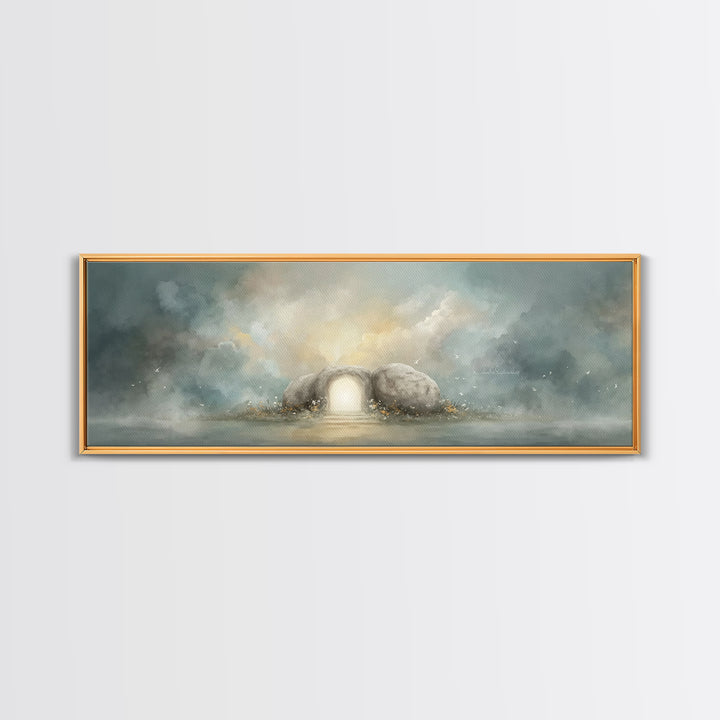 Dawn Of Hope – Framed Canvas Print – Extra Wide Art – Christian Art Canvas – Christian Painting – Christmas Art – Jesus Painting
