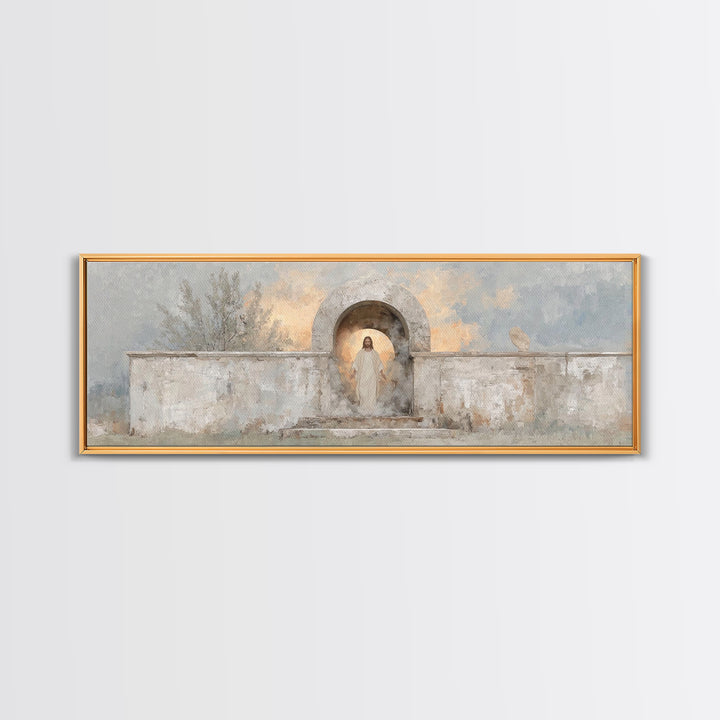 Radiant Salvation, Framed Canvas Print, Panoramic Painting, Christian Art Canvas, Jesus Wall Art, Christian Christmas Art, Christian Decor