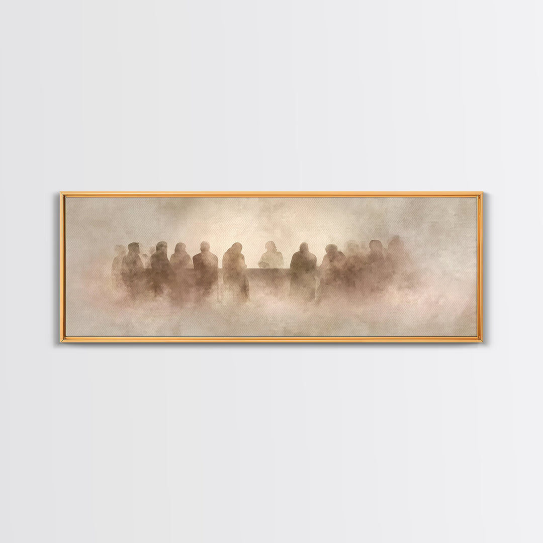 Last Supper Shadows – Framed Canvas Print – Panoramic Painting – Christian Art Canvas – Christian Wall Art – Christian Decor – Christmas Ar