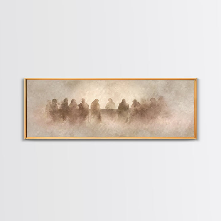 Last Supper Shadows – Framed Canvas Print – Panoramic Painting – Christian Art Canvas – Christian Wall Art – Christian Decor – Christmas Ar