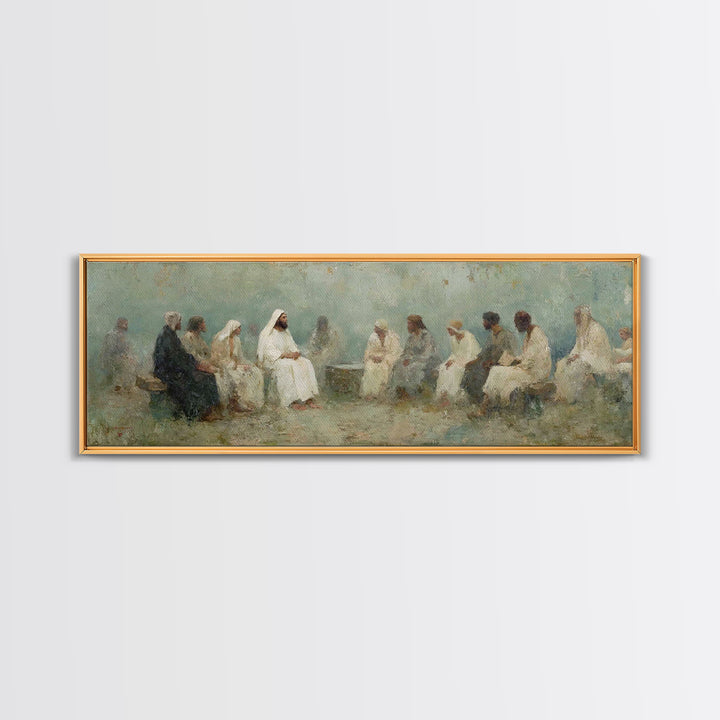 Circle Of Wisdom, Framed Canvas Print, Panoramic Art, Christian Wall Art, Jesus Painting, Christian Art Canvas, Christian Painting