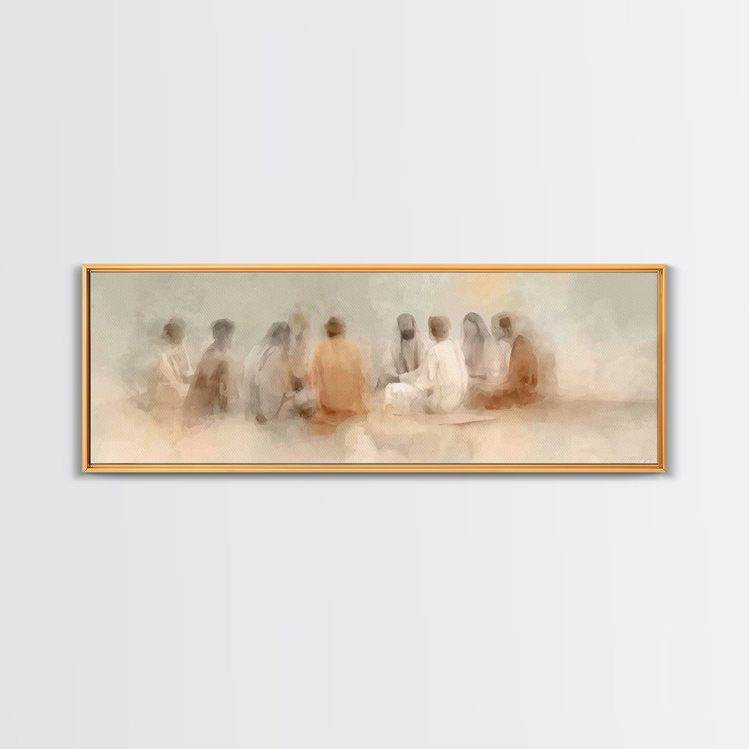 Gathered In Light – Framed Canvas Print – Panoramic Painting – Christian Art Canvas – Jesus Art Print – Christian Wall Art – Christian Deco