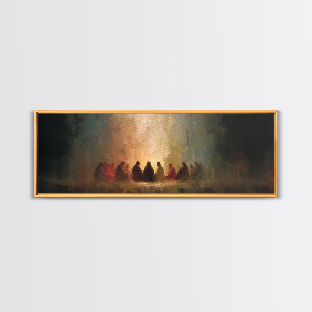 Upper Room Glow | Framed Canvas Print | Panoramic Wall Art | Christian Paintings | Jesus Canvas Art | Christian Art Work | Modern Christian
