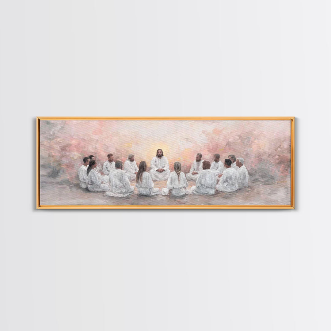 Circle Of Peace | Framed Canvas Print | Extra Wide Art | Christian Wall Art | Christian Art Canvas | Christian Painting | Jesus Art Print