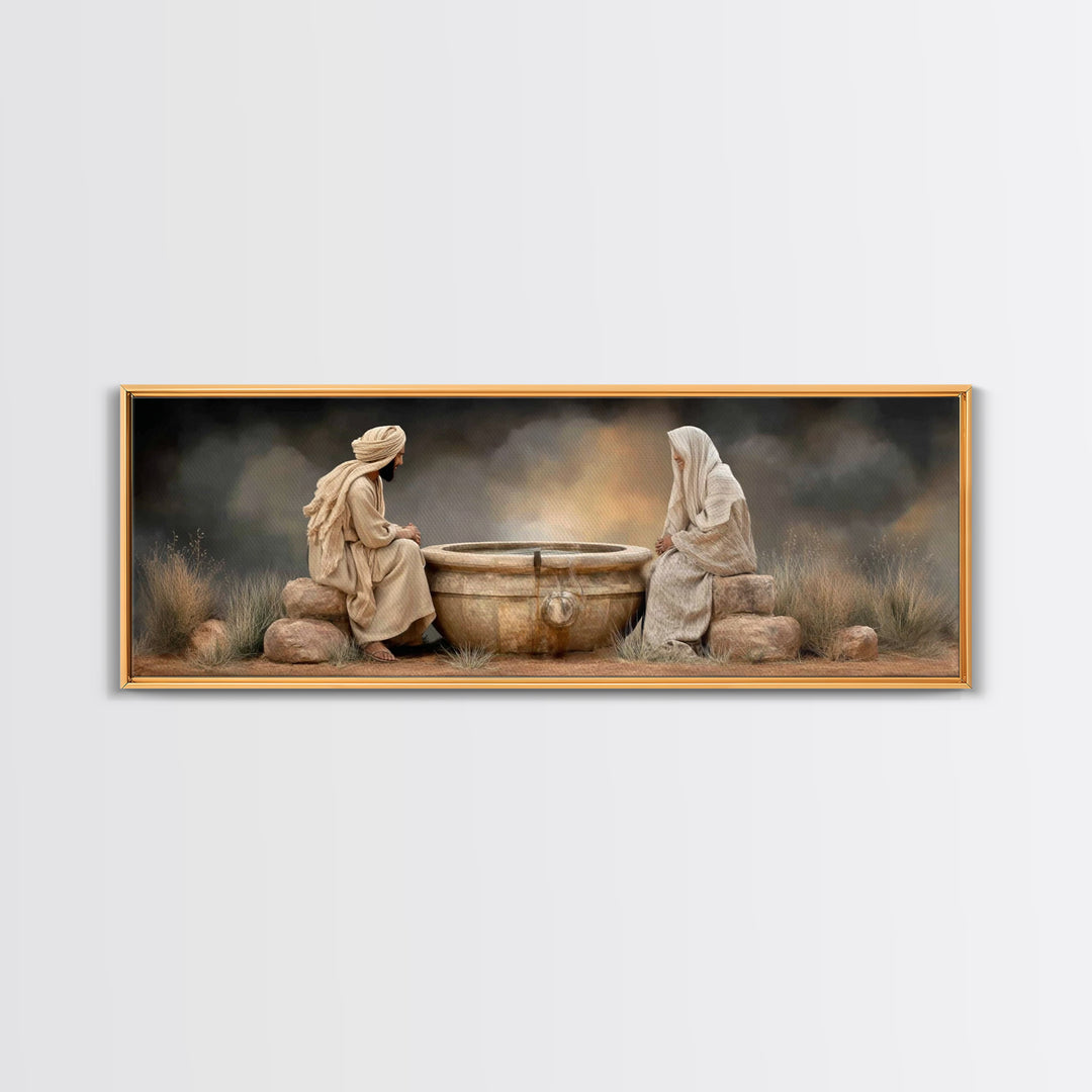 Risen Morning Peace | Framed Canvas Print | Christian Wall Art | Panoramic Wall Art | Christian Art Canvas | Jesus Painting | Christian Dec