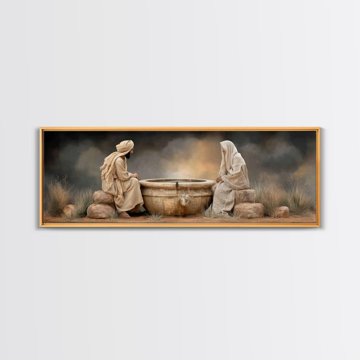 Risen Morning Peace | Framed Canvas Print | Christian Wall Art | Panoramic Wall Art | Christian Art Canvas | Jesus Painting | Christian Dec