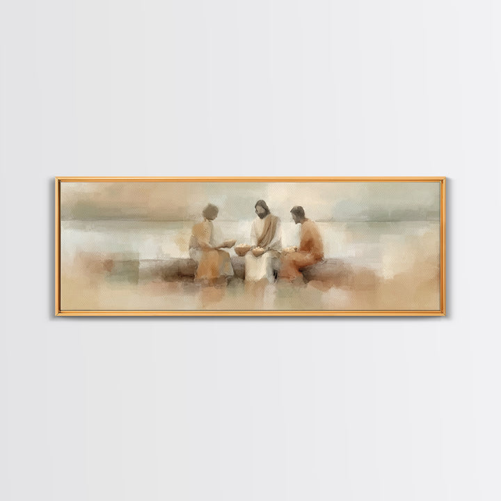 Shore of Abundance – Framed Canvas Print – Jesus Painting – Christian Wall Art – Panoramic Art – Christian Art Canvas – Christian Gift