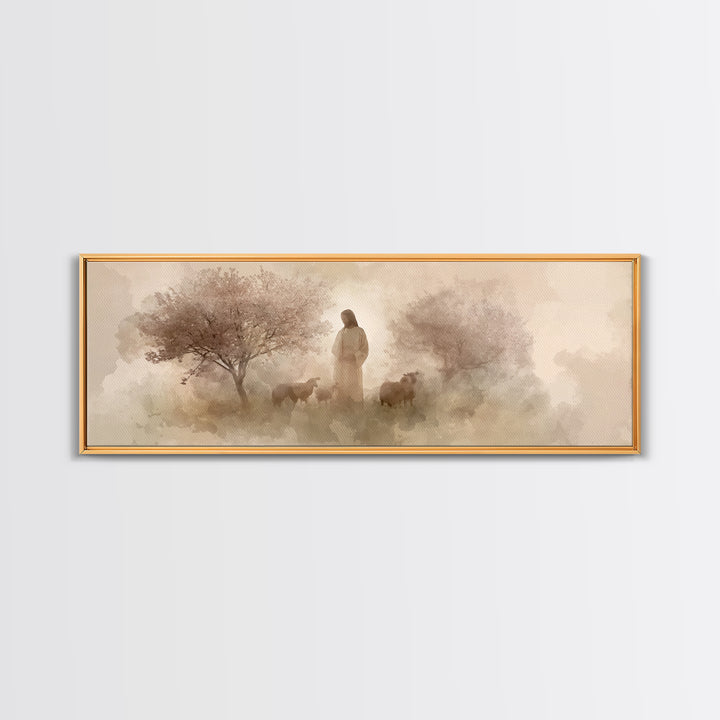Blossoms Of Peace – Framed Canvas Print – Panoramic Print – Christian Art Canvas – Christian Wall Art – Jesus Painting – Christian Gift