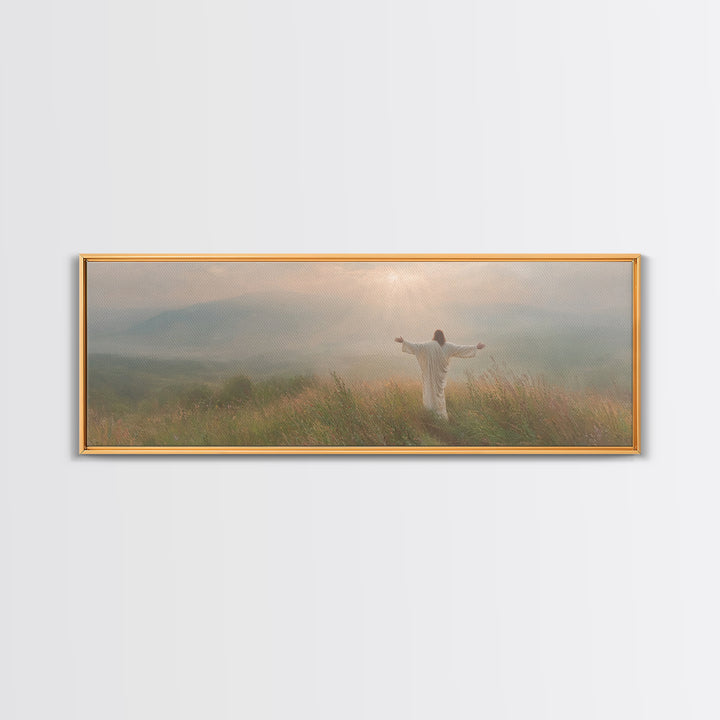 Crowned In Sunrise | Framed Canvas Print | Christian Wall Art | Jesus Painting | Panoramic Print | Christian Art Canvas | Christmas Art Wor