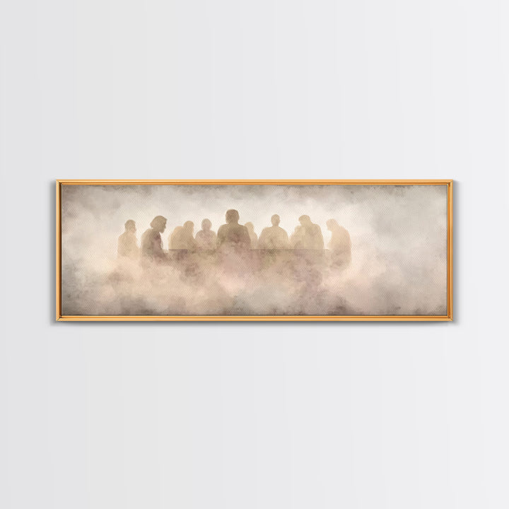 Upper Room Silence, Framed Canvas Print, Christian Wall Art, Panoramic Frame, Christian Art Canvas, Jesus Painting, Large Christian Paintin