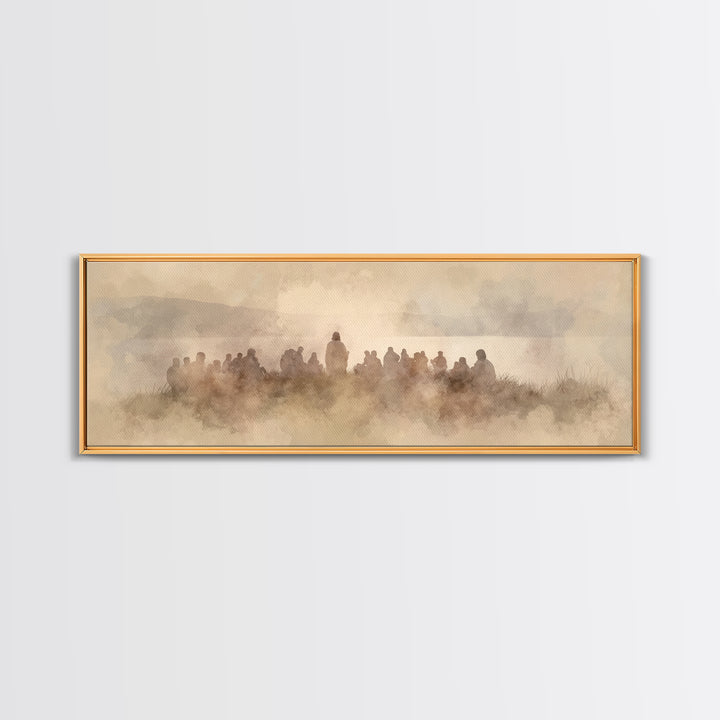 Quiet Hillside Grace | Framed Canvas Print | Christian Art | Panoramic Wall Art | Jesus Canvas Art | Christian Paintings | Christmas Art