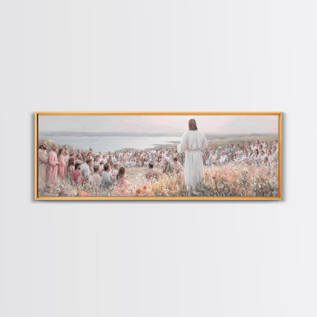 Dawn Of Mercy, Framed Canvas Print, Christian Painting, Panoramic Print, Modern Christian Art, Jesus Wall Art, Christian Christmas