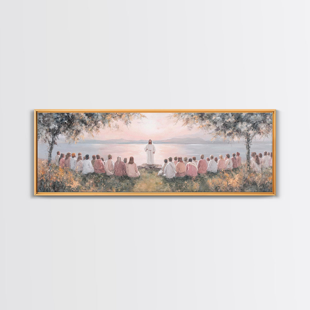 Twilight Of Blessings | Framed Canvas Print | Christian Art Work | Panoramic Art | Jesus Painting Canvas | Christian Christmas Decor | Chri