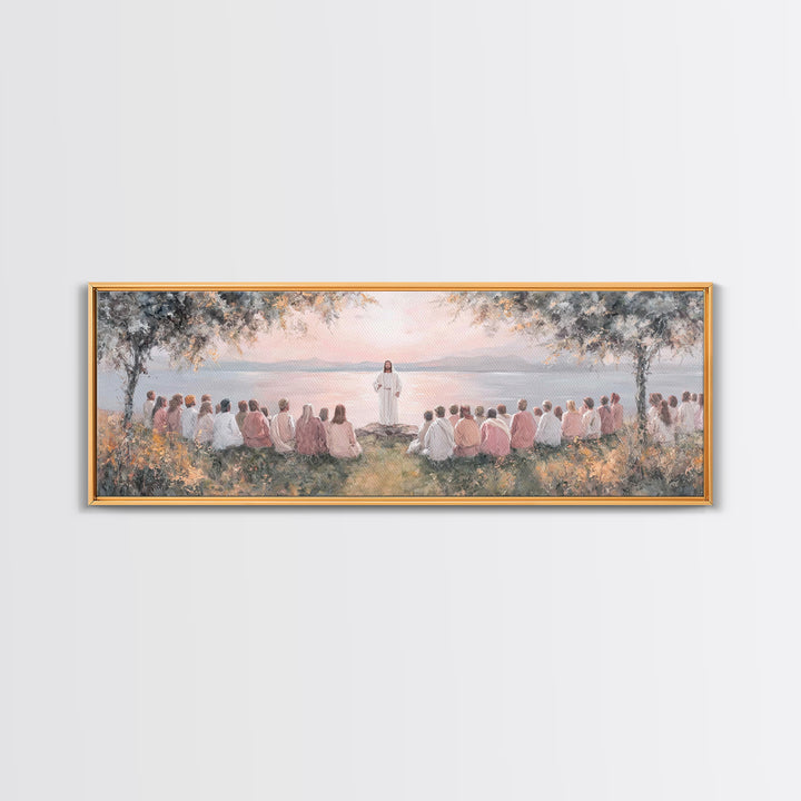 Twilight Of Blessings | Framed Canvas Print | Christian Art Work | Panoramic Art | Jesus Painting Canvas | Christian Christmas Decor | Chri