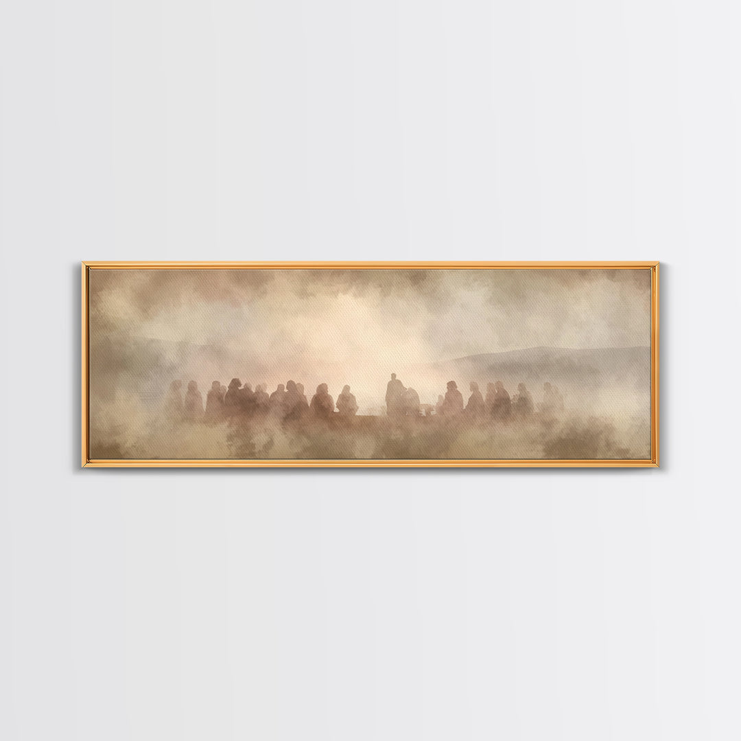 Circle Of Peace, Framed Canvas Print, Christian Decor For Home, Panoramic Painting, Jesus Art Print, Christian Art Canvas, Christmas Art
